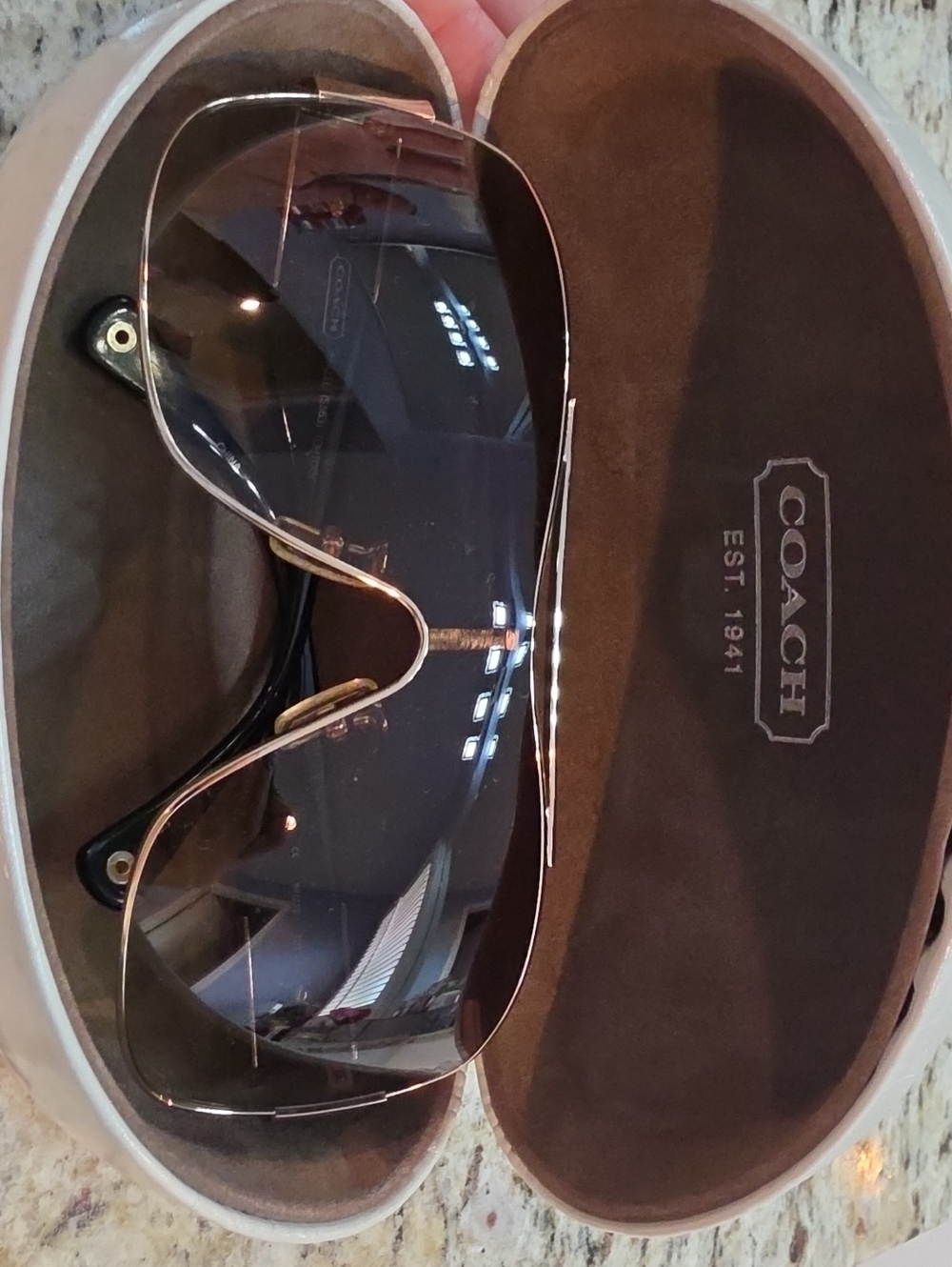 COACH Women's Sunglasses with Brown Lenses and Gold Frame